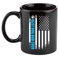 Best Dog Dad Ever American Flag 11oz C Handle Ceramic Mug