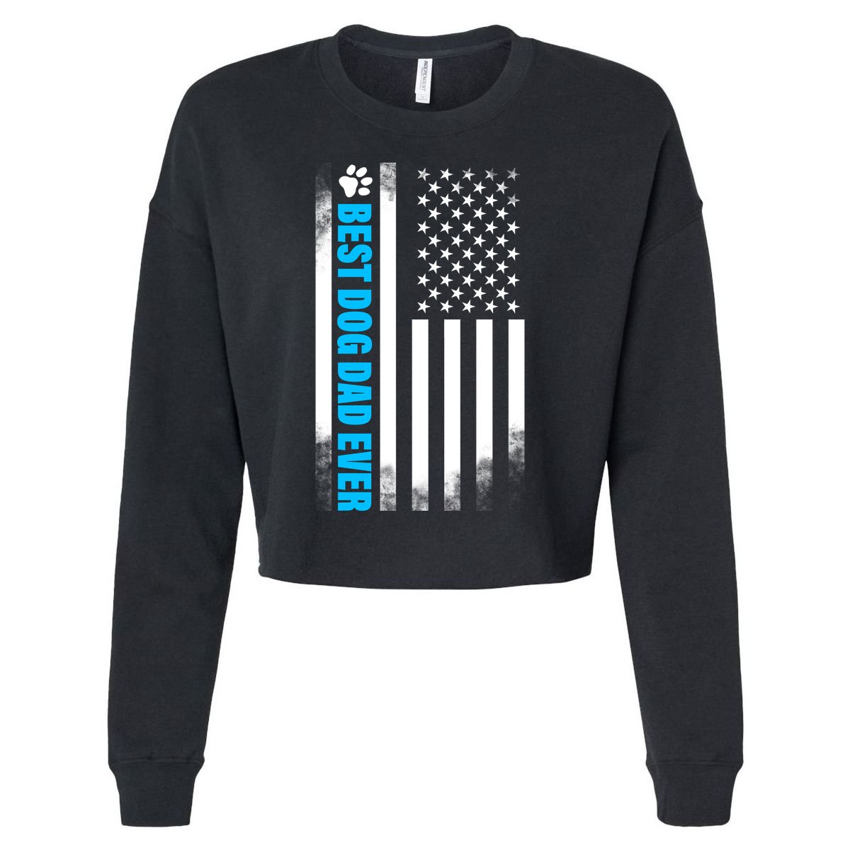 Best Dog Dad Ever American Flag Cropped Pullover Crew
