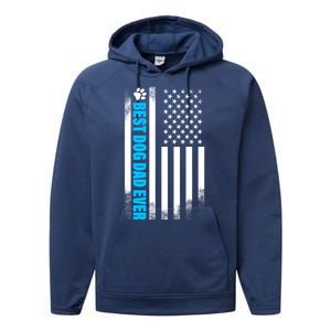 Best Dog Dad Ever American Flag Performance Fleece Hoodie