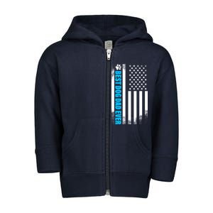 Best Dog Dad Ever American Flag Toddler Zip Fleece Hoodie