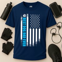 Best Dog Dad Ever American Flag Cooling Performance Crew T-Shirt