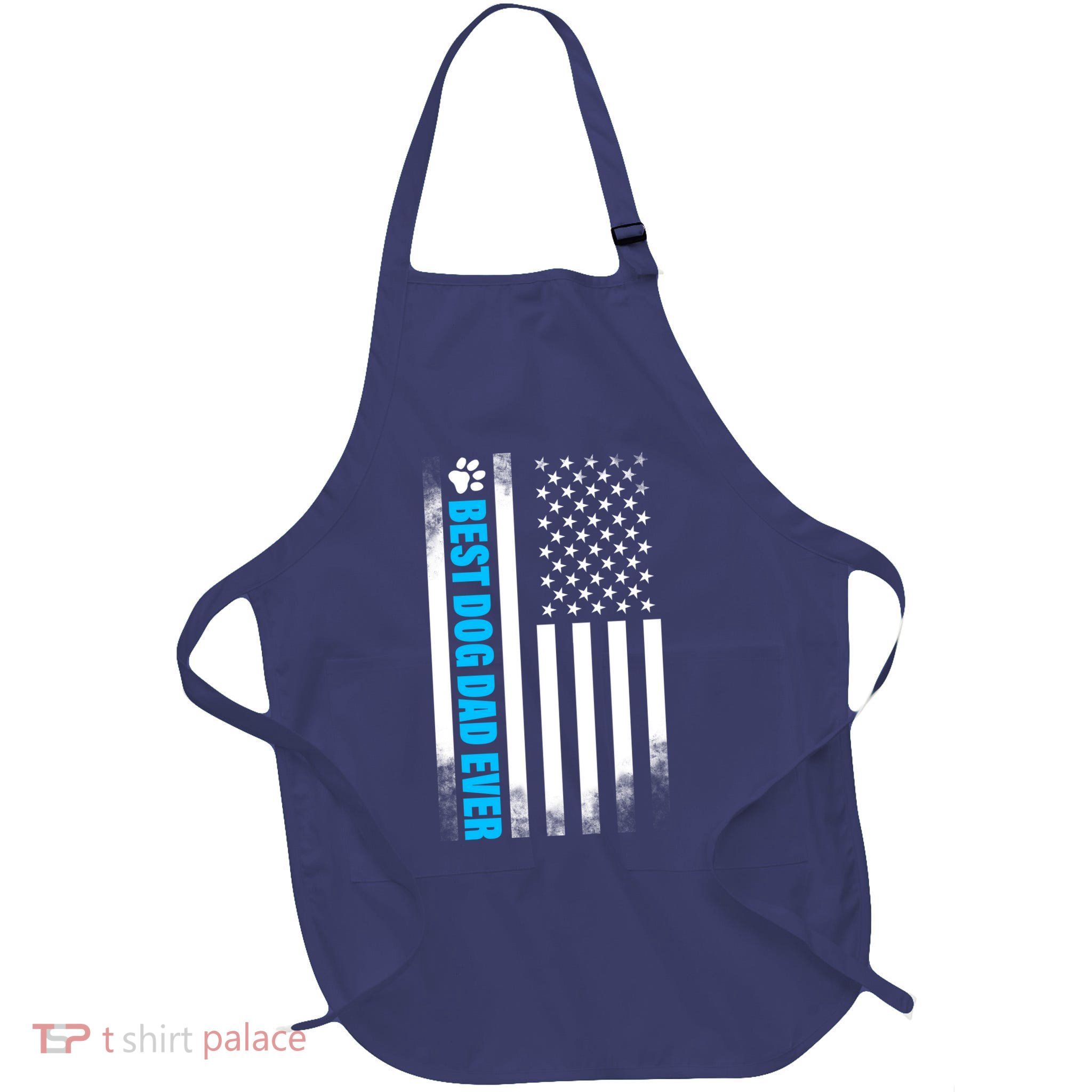 Best Dog Dad Ever American Flag Full-Length Apron With Pockets