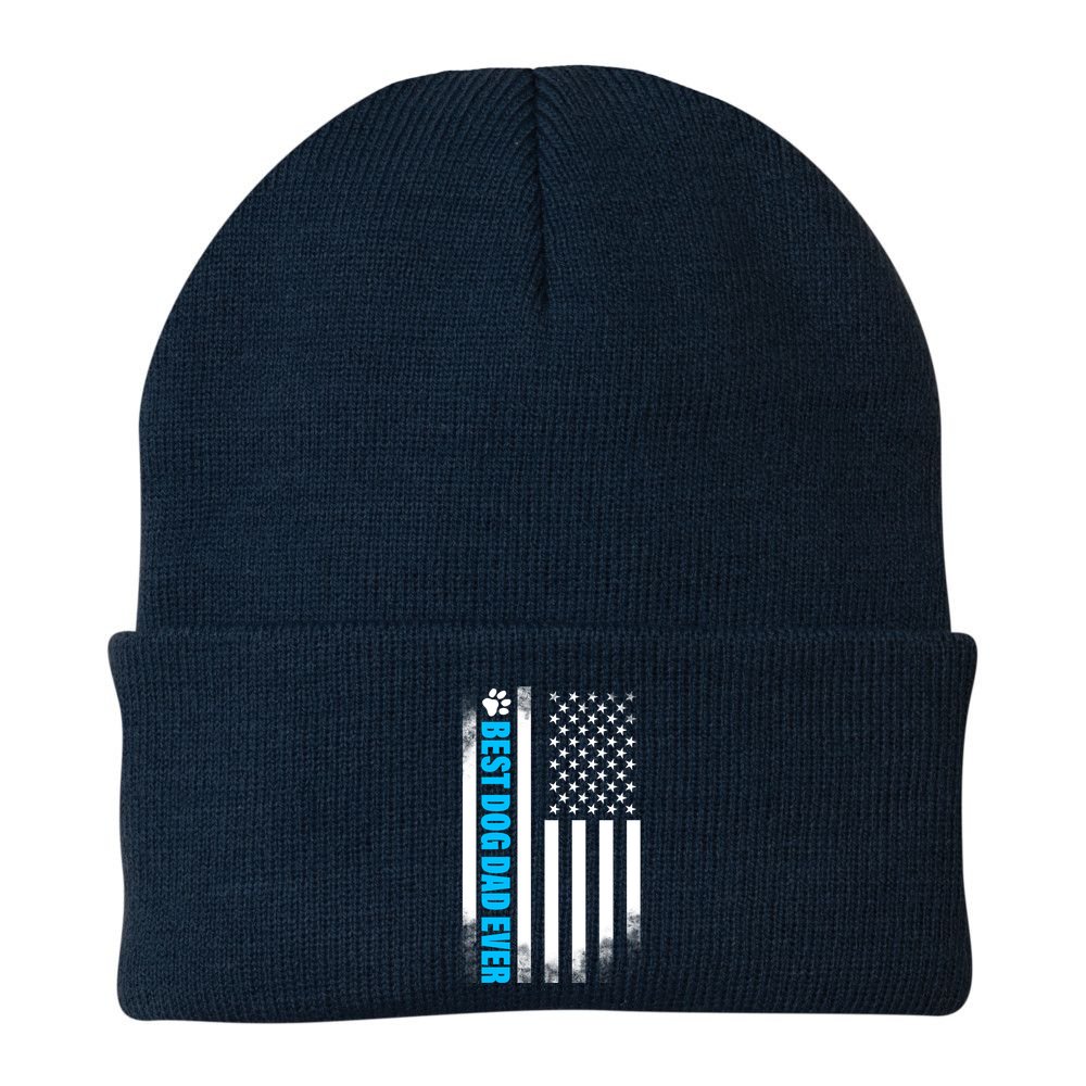 Best Dog Dad Ever American Flag Beanie