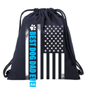 Best Dog Dad Ever American Flag Drawstring Bag