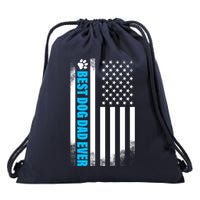 Best Dog Dad Ever American Flag Drawstring Bag