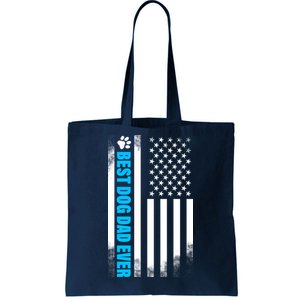 Best Dog Dad Ever American Flag Tote Bag