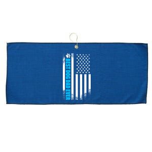 Best Dog Dad Ever American Flag Large Microfiber Waffle Golf Towel