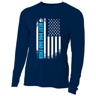 Best Dog Dad Ever American Flag Cooling Performance Long Sleeve Crew