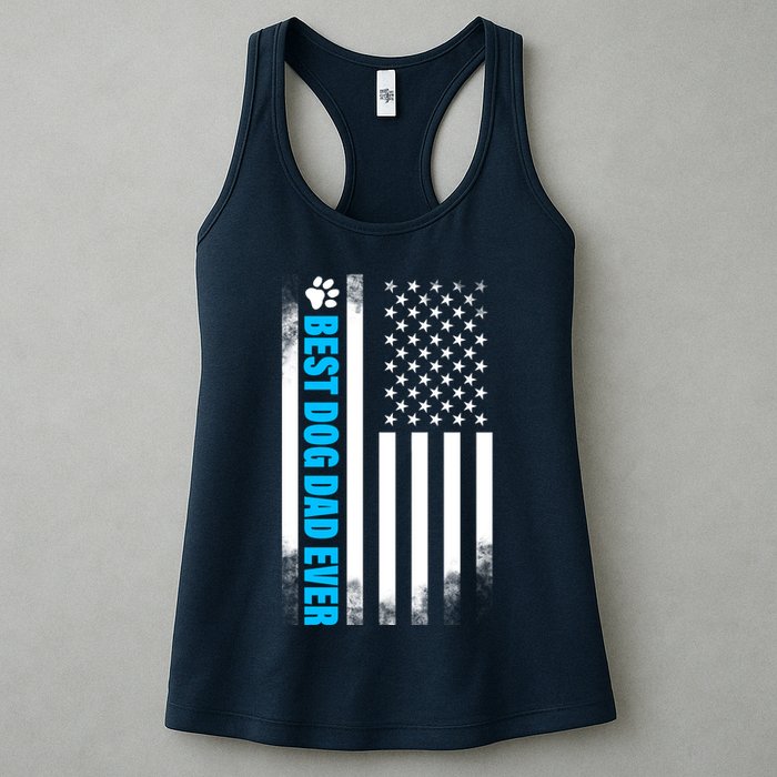 Best Dog Dad Ever American Flag Womens Tank Top