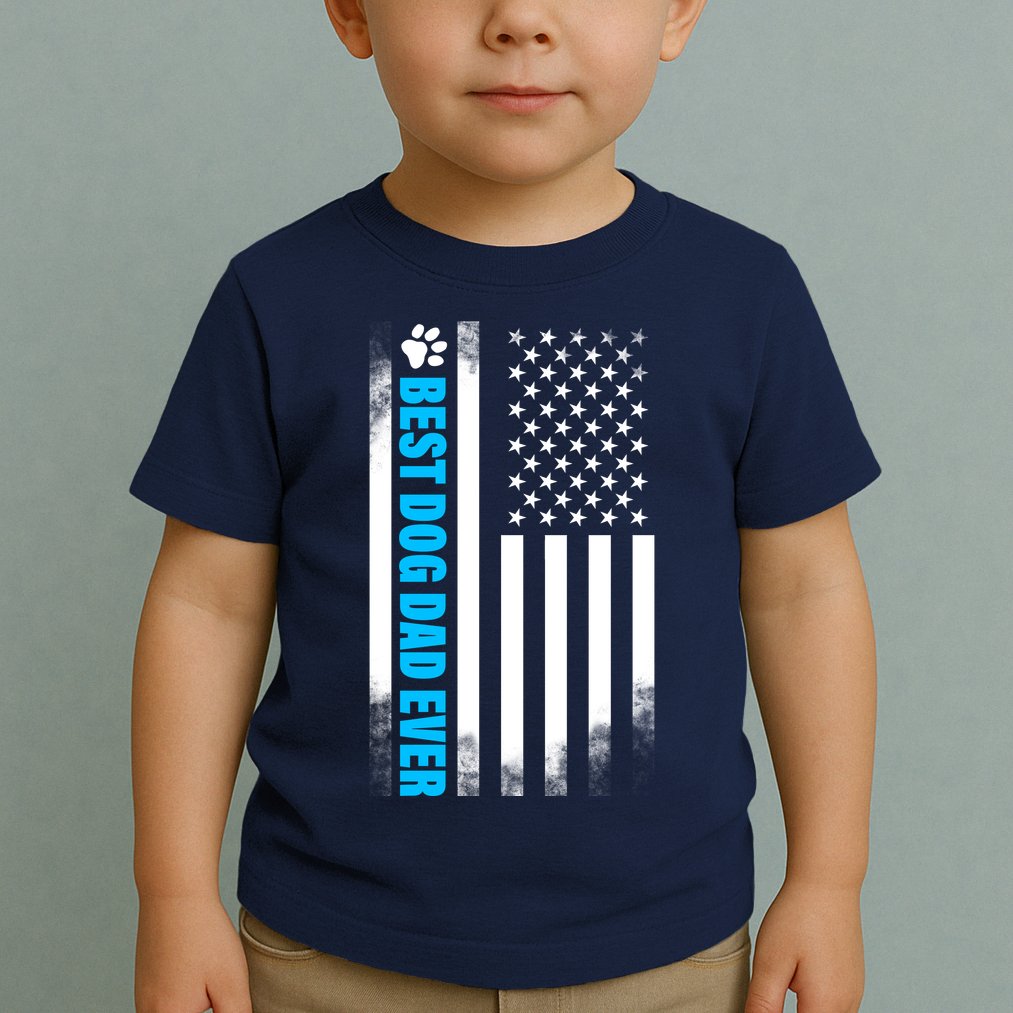 Best Dog Dad Ever American Flag Toddler T-Shirt