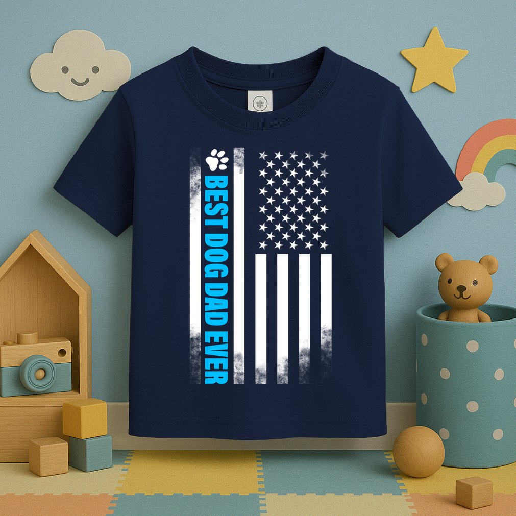 Best Dog Dad Ever American Flag Toddler T-Shirt