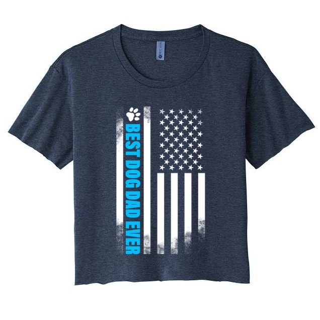 Best Dog Dad Ever American Flag Crop Top