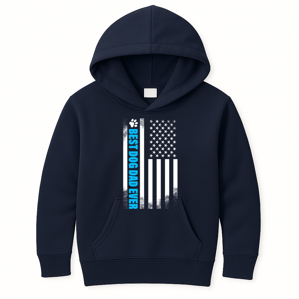 Best Dog Dad Ever American Flag Kids Hoodie