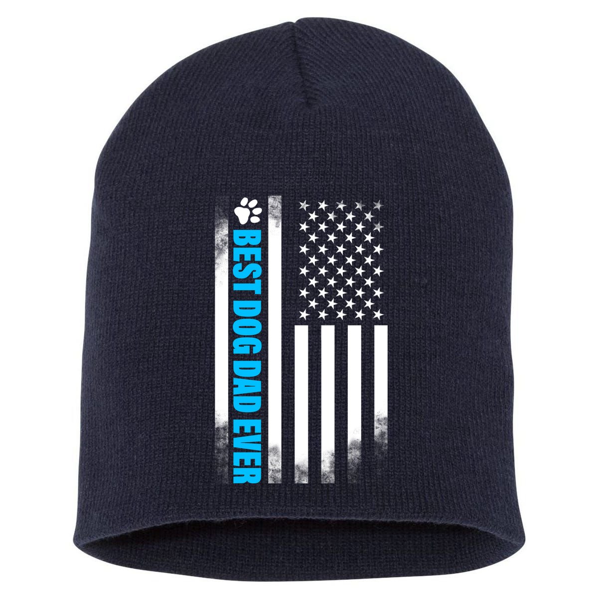 Best Dog Dad Ever American Flag Short Acrylic Beanie