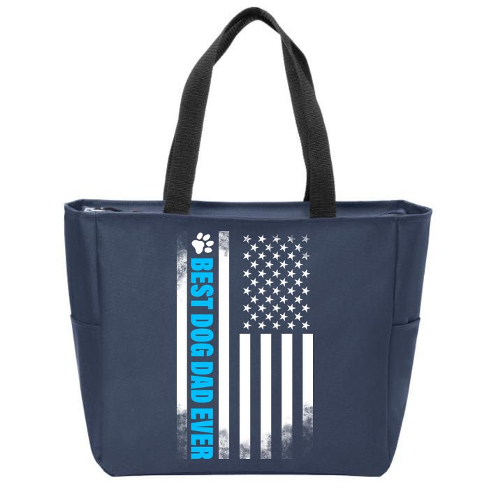 Best Dog Dad Ever American Flag Zip Tote Bag