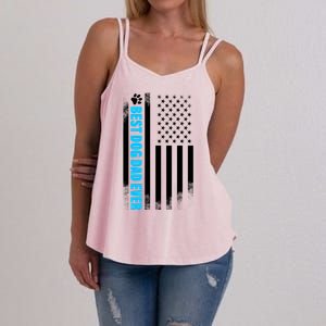 Best Dog Dad Ever American Flag Women's Strappy Tank