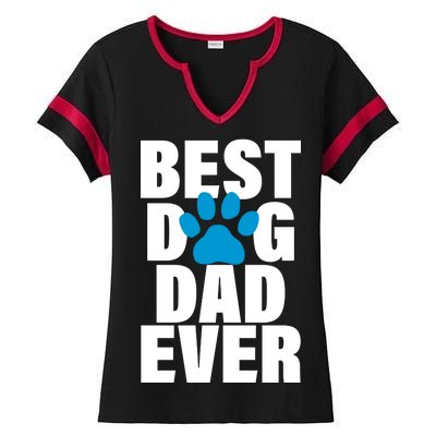 Best Dog Dad Ever Paw Ladies Halftime Notch Neck Tee