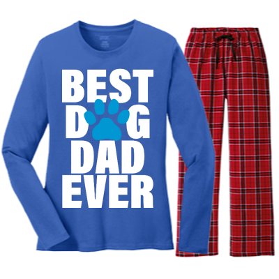 Best Dog Dad Ever Paw Women's Long Sleeve Flannel Pajama Set 