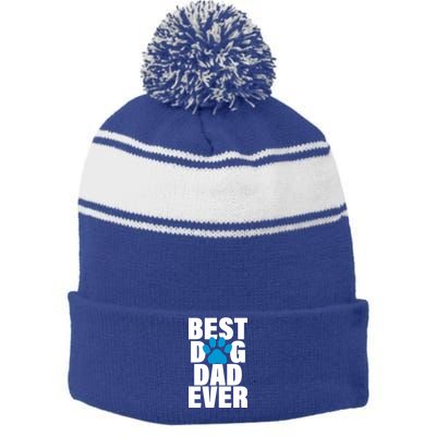 Best Dog Dad Ever Paw Stripe Pom Pom Beanie