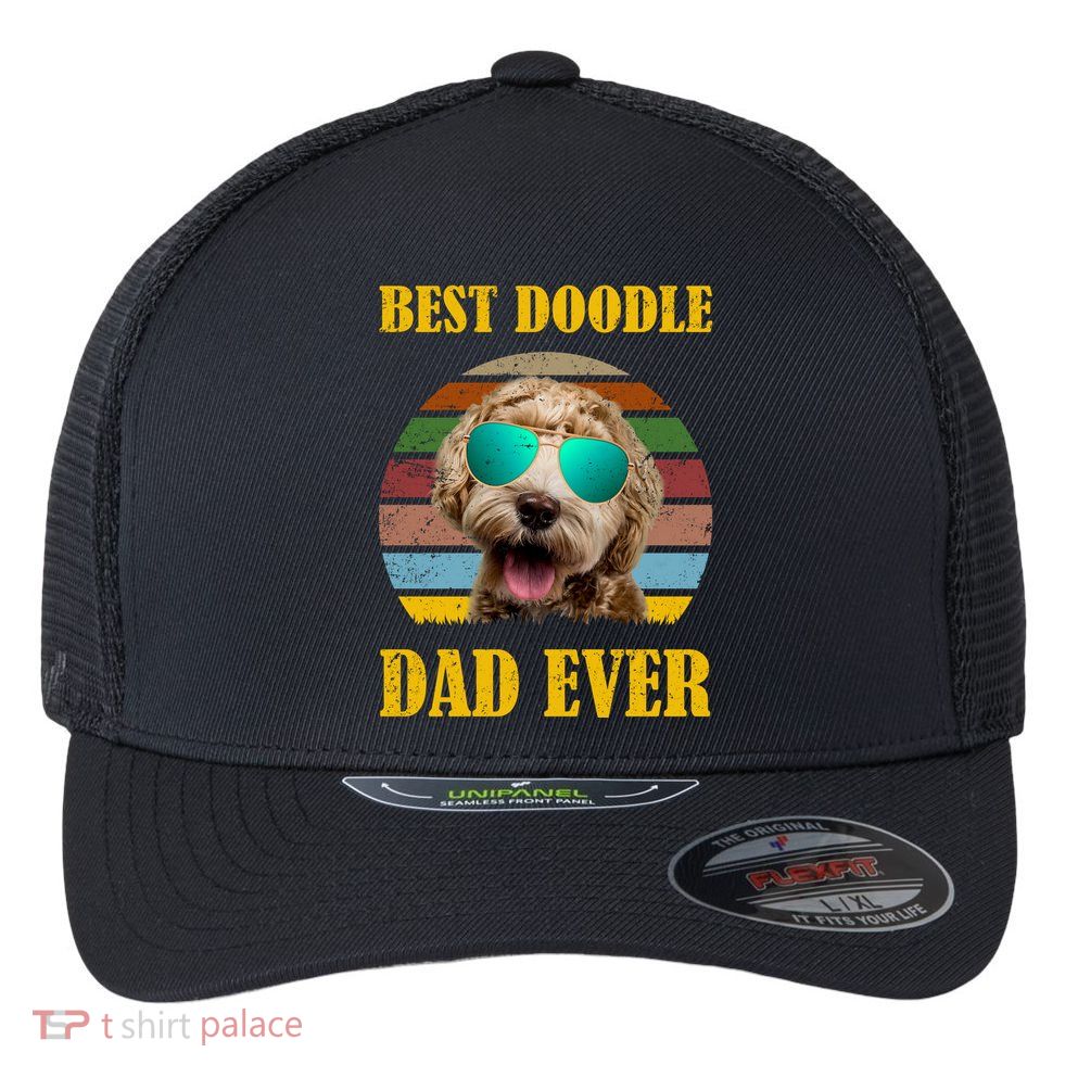 Best Doodle Dad Ever Flexfit Unipanel Trucker Cap