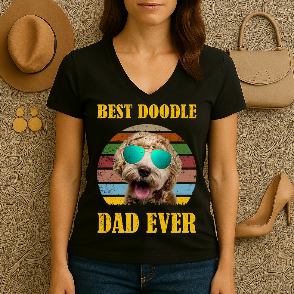 Best Doodle Dad Ever Women's V-Neck T-Shirt