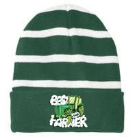 Best Farmer Ever Striped Beanie with Solid Band