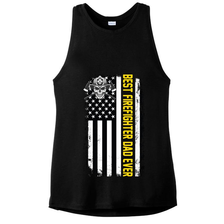 Best Firefighter Dad Ever Flag Ladies PosiCharge Tri-Blend Wicking Tank