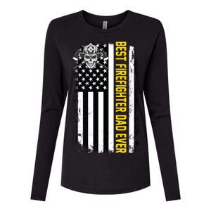 Best Firefighter Dad Ever Flag Womens Cotton Relaxed Long Sleeve T-Shirt