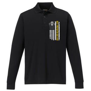 Best Firefighter Dad Ever Flag Performance Long Sleeve Polo