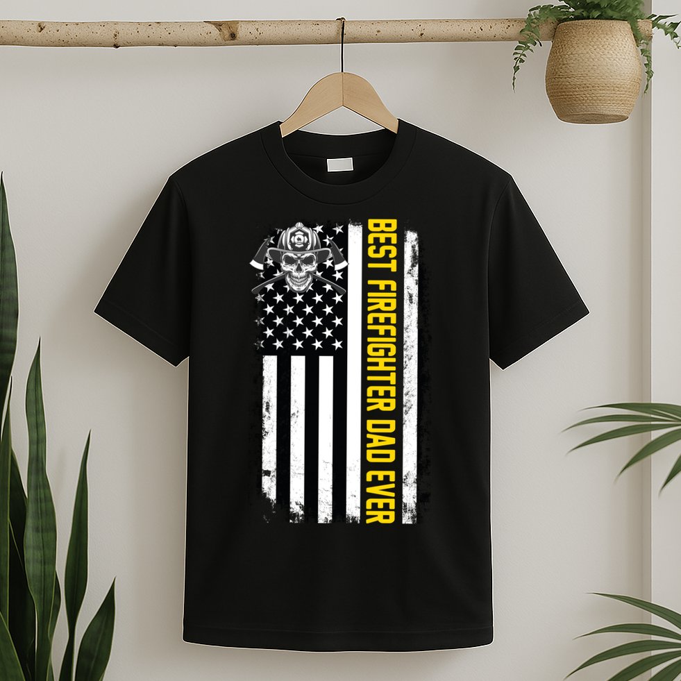 Best Firefighter Dad Ever Flag T-Shirt