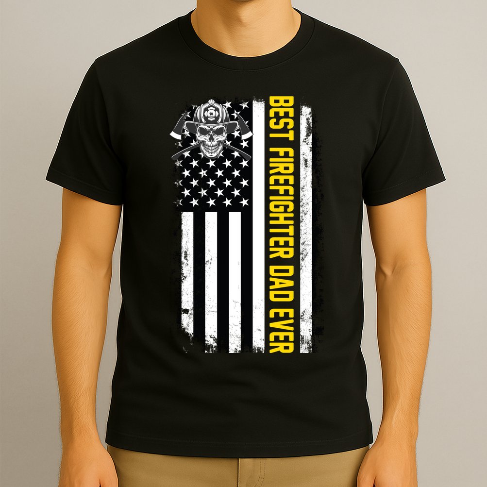Best Firefighter Dad Ever Flag T-Shirt