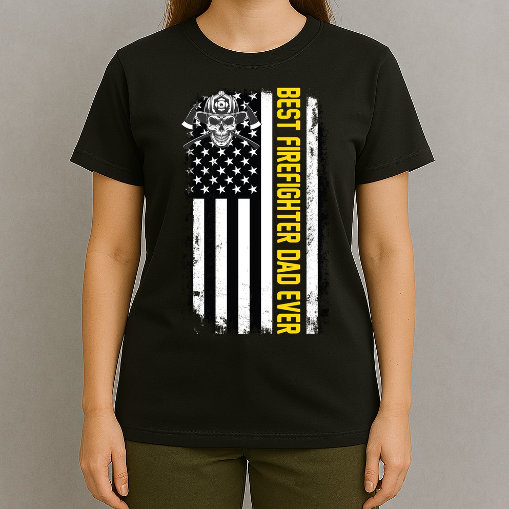 Best Firefighter Dad Ever Flag T-Shirt