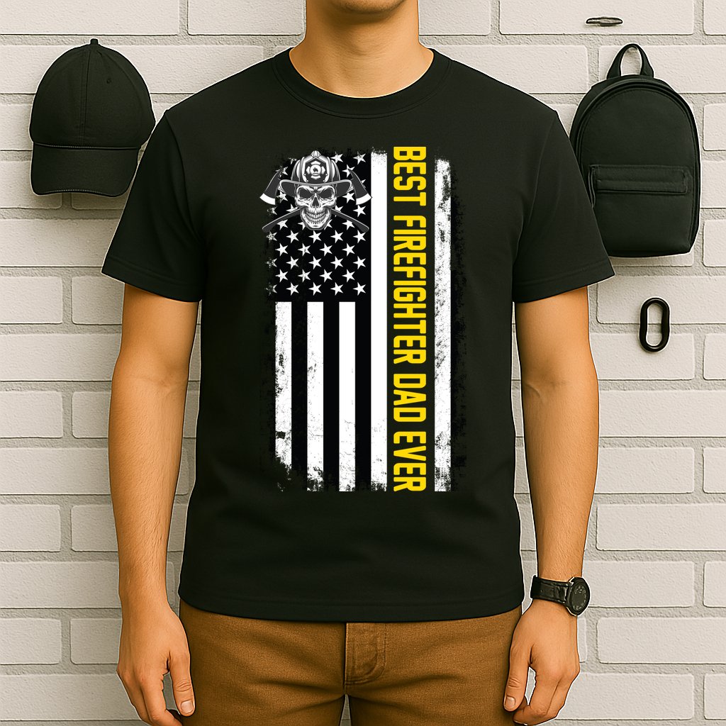 Best Firefighter Dad Ever Flag T-Shirt