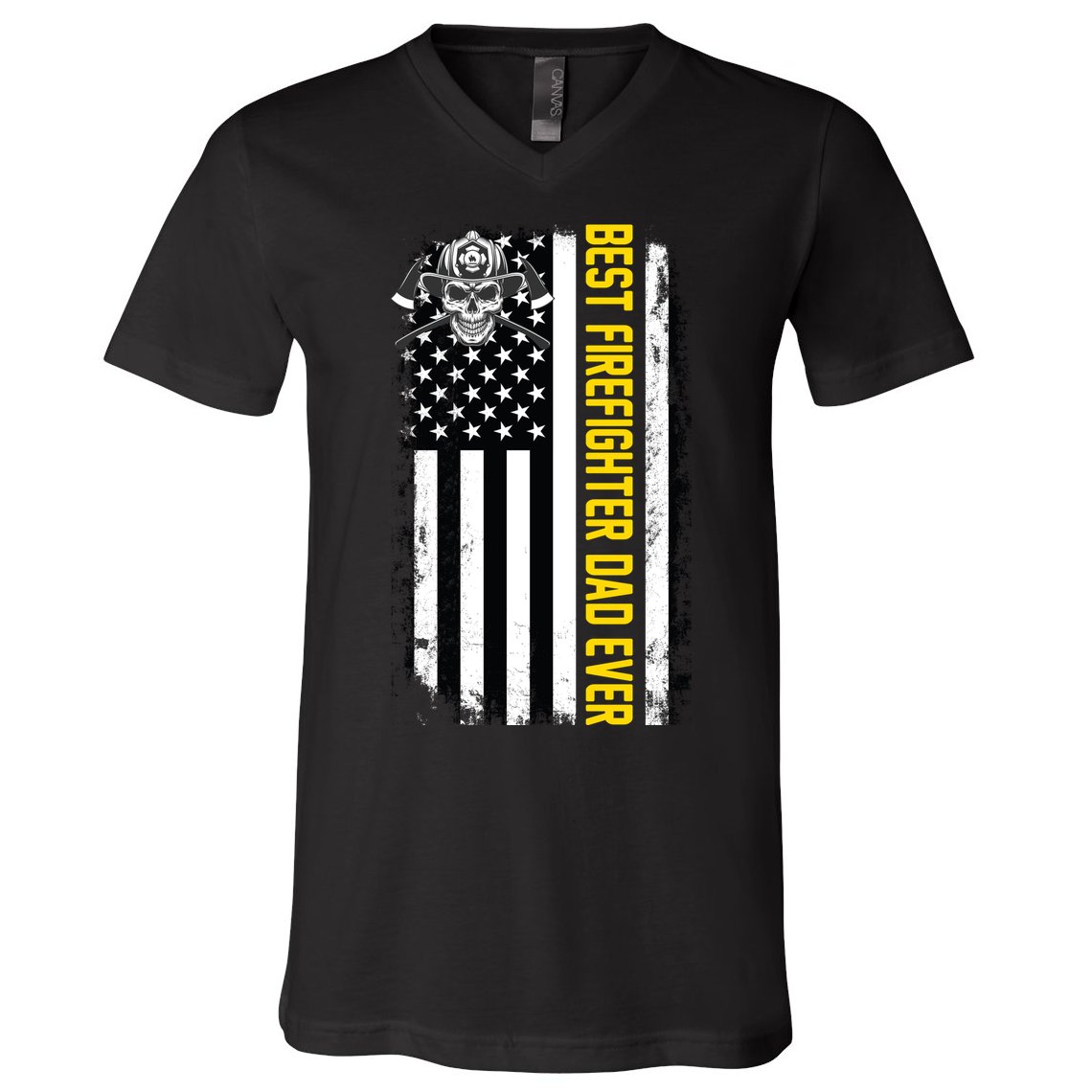 Best Firefighter Dad Ever Flag V-Neck T-Shirt