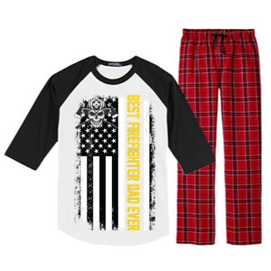 Best Firefighter Dad Ever Flag Raglan Sleeve Pajama Set