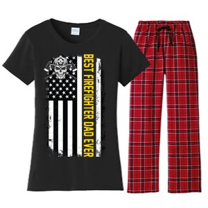 Best Firefighter Dad Ever Flag Women's Flannel Pajama Set