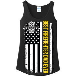 Best Firefighter Dad Ever Flag Ladies Essential Tank