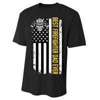 Best Firefighter Dad Ever Flag Performance Sprint T-Shirt