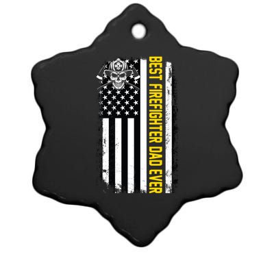 Best Firefighter Dad Ever Flag Ceramic Star Ornament