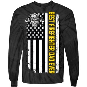 Best Firefighter Dad Ever Flag Tie-Dye Long Sleeve Shirt