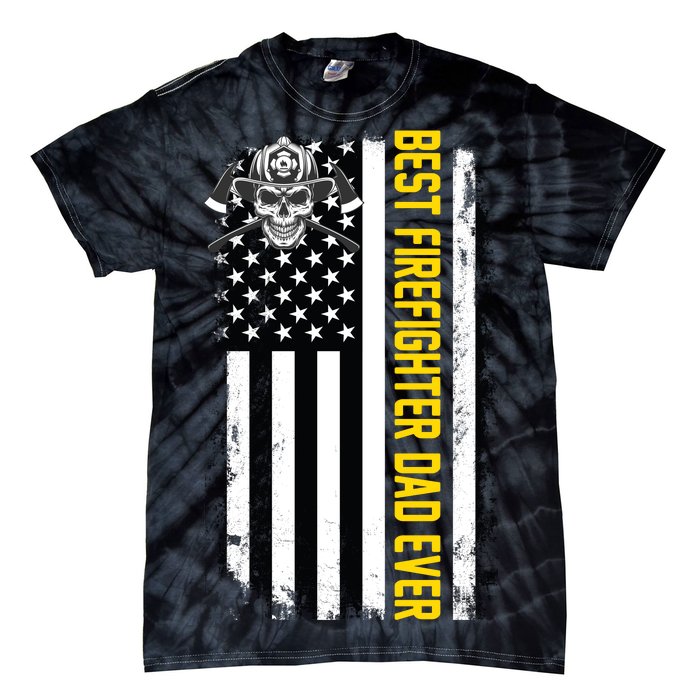 Best Firefighter Dad Ever Flag Tie-Dye T-Shirt