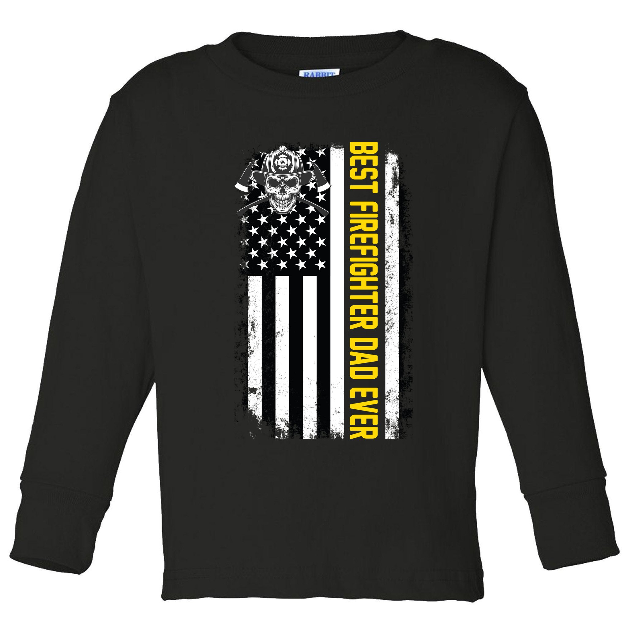 Best Firefighter Dad Ever Flag Toddler Long Sleeve Shirt