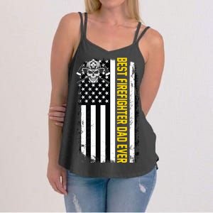 Best Firefighter Dad Ever Flag Women's Strappy Tank