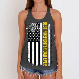 Best Firefighter Dad Ever Flag Women's Knotted Racerback Tank