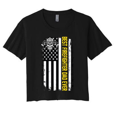 Best Firefighter Dad Ever Flag Crop Top