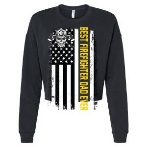 Best Firefighter Dad Ever Flag Cropped Pullover Crew