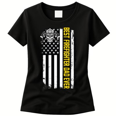 Best Firefighter Dad Ever Flag Womens T-Shirt