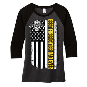 Best Firefighter Dad Ever Flag Women's Tri-Blend 3/4-Sleeve Raglan Shirt