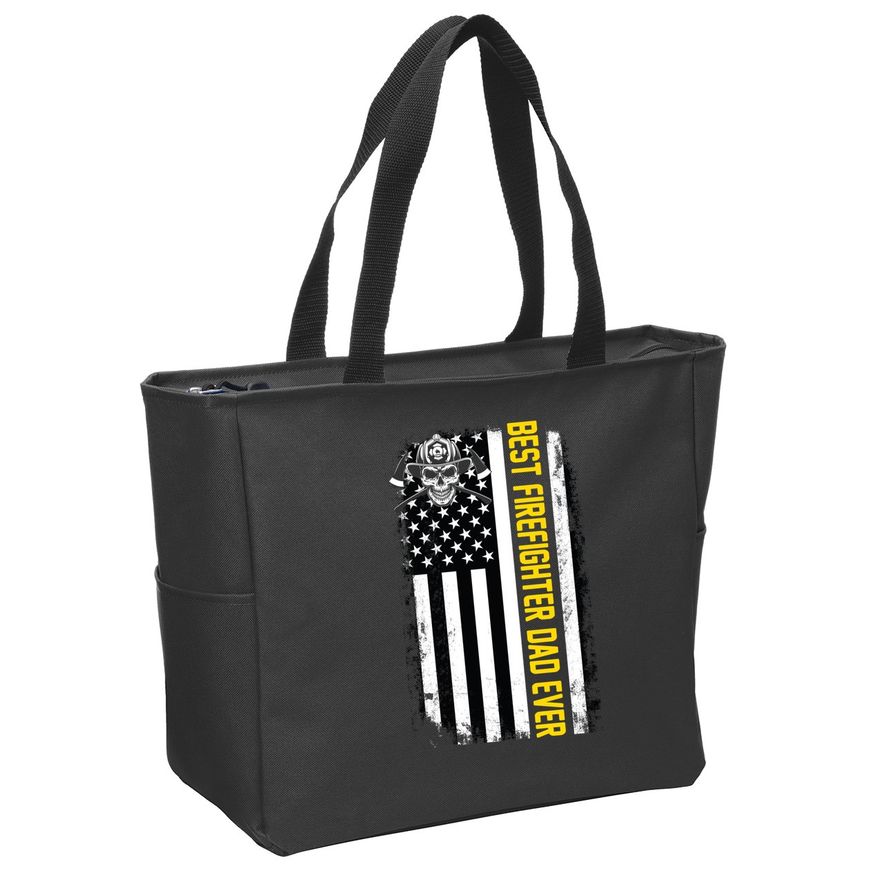 Best Firefighter Dad Ever Flag Zip Tote Bag