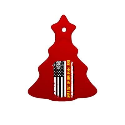 Best Firefighter Dad Ever Flag Ceramic Tree Ornament